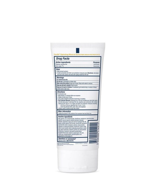 100% Original ! Cerave Hydrating Mineral Sunscreen Spf 100 Ml – Cerave Hydrating Sun Block | Best Skin Care Sunscreen