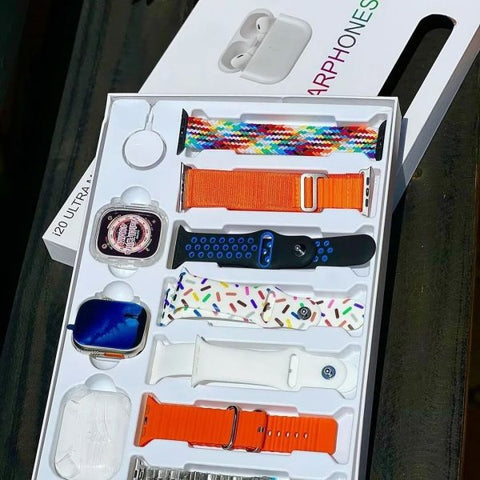 I20 Ultra Smart Watch With Earbuds And 7 Straps